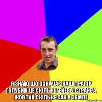  Я знаю шо означає наш прапір голубий це скількі гейев у стране а жовтий скільке сак в земле