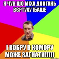 Я ЧУВ ШО МІХА ДОВГАНЬ ВЄРТУХУ ЇБАШЕ І КОБРУ В КОМОРУ МОЖЕ ЗАГНАТИ!!)))