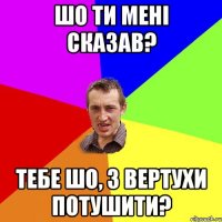 шо ти мені сказав? тебе шо, з вертухи потушити?