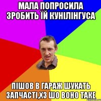 Мала попросила зробить їй кунілінгуса пішов в гараж шукать запчасті,хз шо воно таке