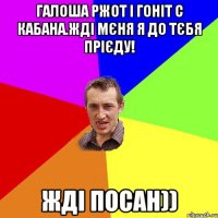 Галоша ржот і гоніт с кабана.Жді мєня я до тєбя прієду! Жді посан))