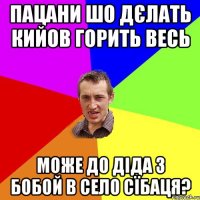 пацани шо дєлать кийов горить весь може до діда з бобой в село сїбаця?