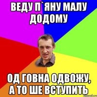 веду п`яну малу додому од говна одвожу, а то ше вступить