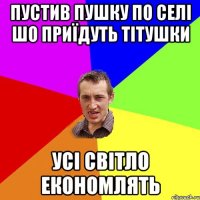 пустив пушку по селі шо приїдуть тітушки усі світло економлять