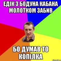 едік з бодуна кабана молотком забив бо думав то копілка