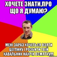 Хочете знати,про що я думаю? Мені зараз хочеться взяти цеглину і розбити твій хавальник нахрін всмятку!!!