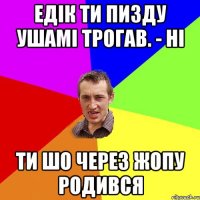 едік ти пизду ушамі трогав. - НІ ти шо через жопу родився