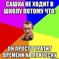 Сашка не ходит в школу потому что: он просто тратит времени на прическу