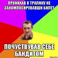 пройихав в тралику не закомпосирувавши билет почуствував себе бандитом