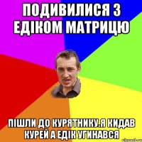 Подивилися з Едіком Матрицю Пішли до курятнику.Я кидав курей а Едік угинався