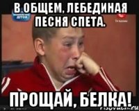 В общем, лебединая песня спета. Прощай, Белка!