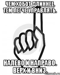 Чем хобот длиннее, тем легче управлять. Налево и направо. Верх и вниз.