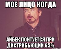 Мое лицо когда Айбек понтуется при дистрибьюции 65%