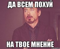 ДА ВСЕМ ПОХУЙ на твое мнение