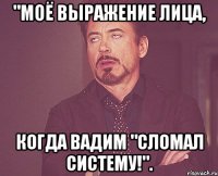 "Моё выражение лица, Когда Вадим "Сломал систему!".