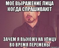 моё выражение лица когда спрашивают зачем я выхожу на улицу во время перемены