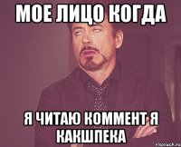 Мое лицо когда Я читаю коммент я Какшпека