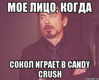 Мое лицо, когда Сокол играет в candy crush