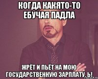 Когда какято-то ебучая падла жрёт и пьёт на мою государственную зарплату, Ь!