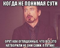 Когда не понимая сути , орут как оглашенные, что всё это натворили не они сами, а Путин!