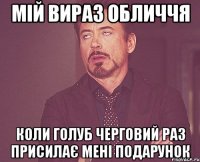 Мій вираз обличчя коли голуб черговий раз присилає мені подарунок