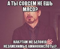 А ты совсем не ешь мясо? Как?Там же белок!А незаменимые аминокислоты?