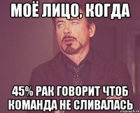 Моё лицо, когда 45% рак говорит чтоб команда не сливалась