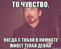 то чувство, когда с тобой в комнате живет тупая девка