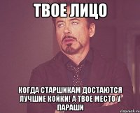 твое лицо когда старшикам достаются лучшие койки! а твое место у параши