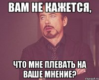 вам не кажется, что мне плевать на ваше мнение?