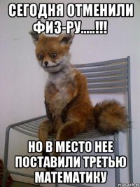 сегодня отменили физ-ру.....!!! но в место нее поставили третью математику