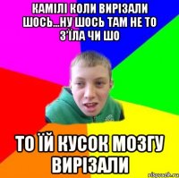 камілі коли вирізали шось...ну шось там не то з’їла чи шо то їй кусок мозгу вирізали