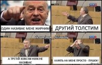 Один називає мене жирним Другий толстим А третій зовсім ніяк не називає Кажіть на мене просто - ПУШОК!