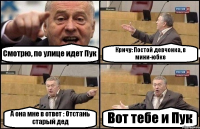 Смотрю, по улице идет Пук Кричу: Постой девчонка, в мини-юбке А она мне в ответ : Отстань старый дед Вот тебе и Пук