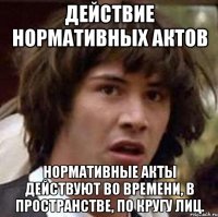 Действие нормативных актов Нормативные акты действуют во времени, в пространстве, по кругу лиц.