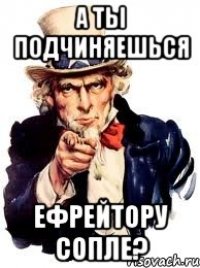 А ты подчиняешься Ефрейтору сопле?