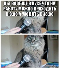 Вы вообще в кусе что на работу можно приходить в 9:00 а уходить в 18:00 