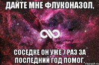 Дайте мне флуконазол, соседке он уже 7 раз за последний год помог.