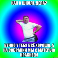 Как в школе дела? Вечно у тебя всё хорошо, а на собрании мы с матерью краснеем