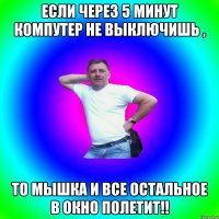 Если через 5 минут компутер не выключишь , то мышка и все остальное в окно полетит!!