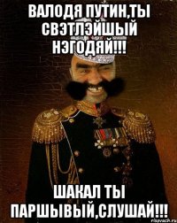 Валодя Путин,ты Свэтлэйшый Нэгодяй!!! Шакал ты паршывый,слушай!!!