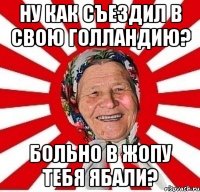 Ну как съездил в свою Голландию? Больно в жопу тебя ябали?