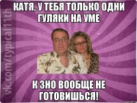 Катя, у тебя только одни гуляки на уме К ЗНО вообще не готовишься!