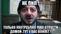 НЕ пил ! только употреблял !Пап отпусти домой ,тут у вас воняет !