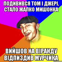 Подивився том і джері, стало жалко мишонка вийшов на віранду відпиздив мурчика