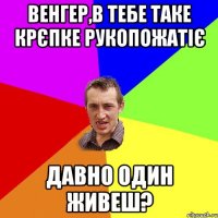 Венгер,в тебе таке крєпке рукопожатіє Давно один живеш?