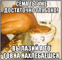 Сёма ты уже достаточно глубоко! ВЫЛАЗИЙ а то говна нахлебаешся