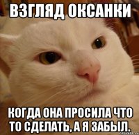 Взгляд Оксанки когда она просила что то сделать, а я забыл.