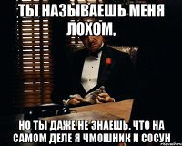 Ты называешь меня лохом, но ты даже не знаешь, что на самом деле я чмошник и сосун