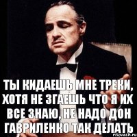 Ты кидаешь мне треки, хотя не згаешь что я их все знаю, не надо дон гавриленко так делать